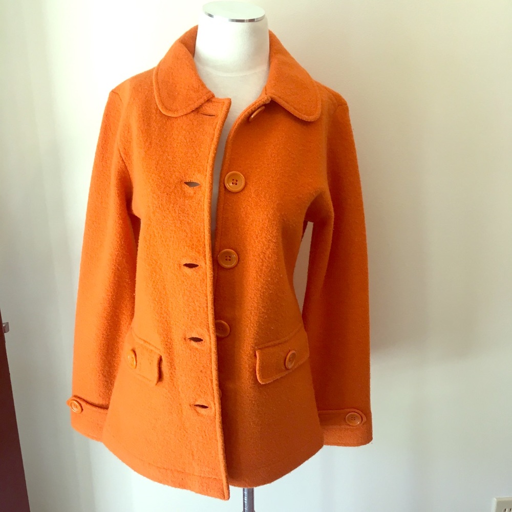 Willi Smith orange 100% wool coat 🧥 button up